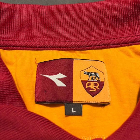 AS Roma Diadora Polo Shirt Mens Large Red Italy Soccer Football - Picture 3 of 9